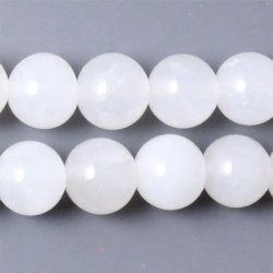 Jade-Perle, ganzer Strang, wei, rund, 10 mm, 39 Stk.