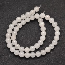 Jade bead, milky white, round, 8mm, 6pcs.