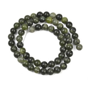 Jadeperle, ganze Kette, echte chinesische Jade, dunkelgr�n, 4 mm, ca. 90 Stck