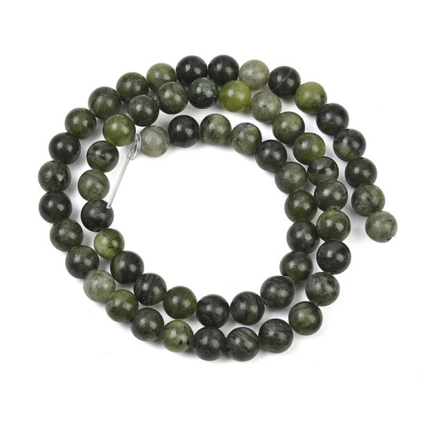 Jadeperle, ganze Kette, echte chinesische Jade, dunkelgr�n, 4 mm, ca. 90 Stck