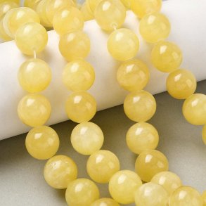 Topaz Jade bead, light yellow, diameter 14mm, round, 6 pcs