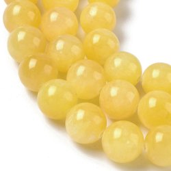Topaz Jade bead, full strand, light yellow, 14mm, round, appx. 29pcs