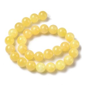 Topaz Jade bead, full strand, light yellow, 14mm, round, appx. 29pcs