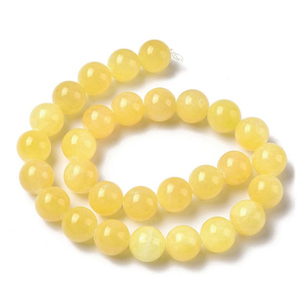 Topaz Jade bead, full strand, light yellow, 14mm, round, appx. 29pcs