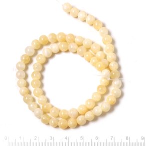 Topaz Jade bead, full strand, light yellow, 6mm, round, ca. 64pcs