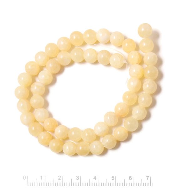 Topaz Jade bead, full strand, light yellow, 8mm, round, ca. 50pcs