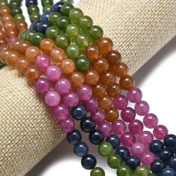 Jade bead, mixed colours, full strand, 10 mm, round, approx. 39 pcs