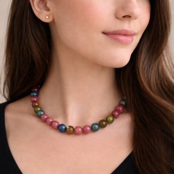 Jade perle, farvemix, hel streng, rund, 10 mm, rund, ca. 39 stk