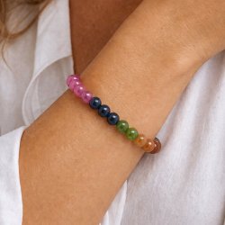 Jade bead, mixed colours, full strand, 10 mm, round, approx. 39 pcs