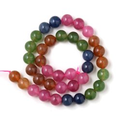 Jade bead, mixed colours, full strand, 10 mm, round, approx. 39 pcs
