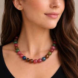 Jade perle, farvemix, hel streng, rund, 12 mm, rund, ca. 33 stk