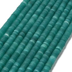 Jade, frosted flat heishi beads, light sea green, 6.5x1.5 mm, strand