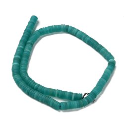 Jade, frosted flat heishi beads, light sea green, 6.5x1.5 mm, strand