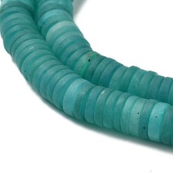 Jade, frosted flat heishi beads, light sea green, 6.5x1.5 mm, strand