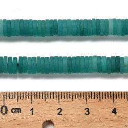 Jade, frosted flat heishi beads, light sea green, 6.5x1.5 mm, strand