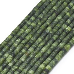 Chinese southern jade frosted heishi, pale green, 4x2.5 mm, strand