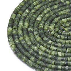Chinese southern jade frosted heishi, pale green, 4x2.5 mm, strand