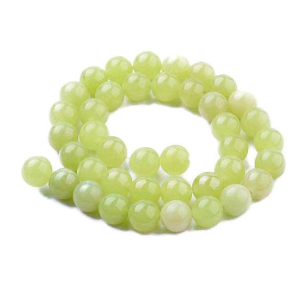Lemon Jade bead, full strand, light green-yellow, round, 8mm, ca. 53pcs