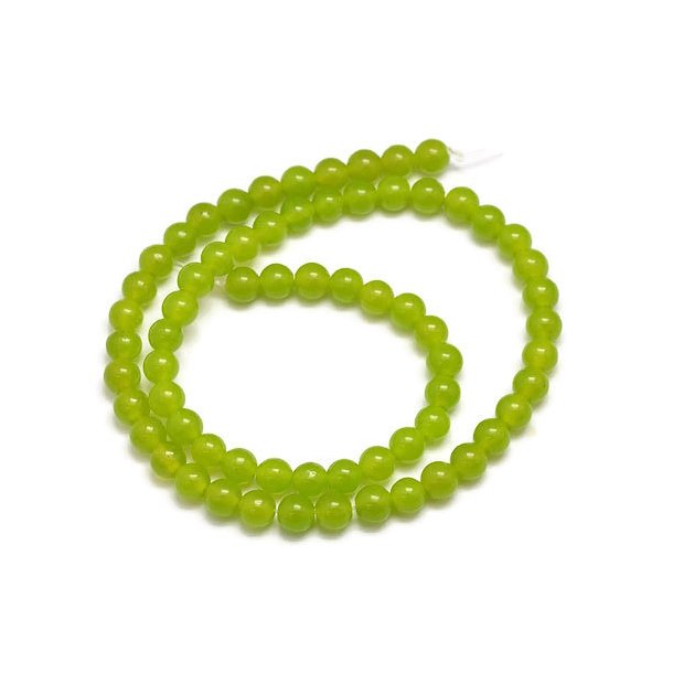 Jade bead, yellow-green-olive, round, 6mm, 64pcs.