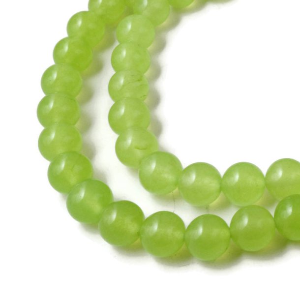 Jade bead, entire strand of beads, olive, round, 8mm, 6pcs.