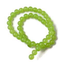 Jade-Perle, ganzer Strang, olivgrn, rund, 8 mm, ca. 48 Stk.