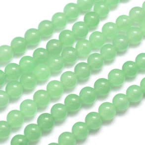 Jade bead, dyed, light jade green, transparent, round, 8mm, 6pcs.