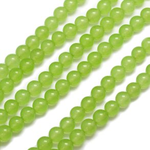 Jade bead, dyed, peridot green, round, 8mm, 6 pcs