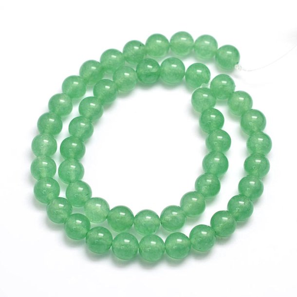Jade bead, whole strand, jade green, transparent, round, 8mm, appx. 47pcs.