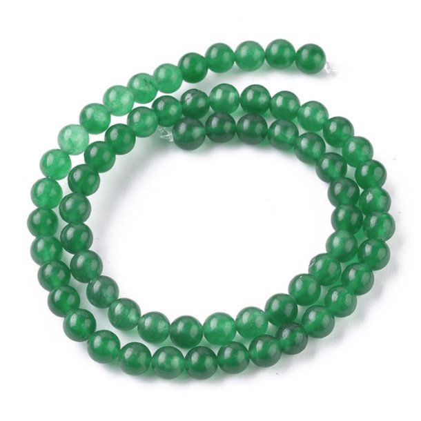 Jade bead, dyed, full strand, jade green, round, 4mm, 90pcs