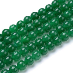 Jade bead, dyed, dark aventurine green, round, 12mm, 6 pcs
