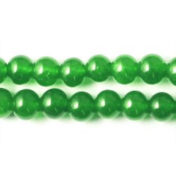 Jade-Perle, ganzer Strang, grasgr&uuml;n, rund, 8 mm, ca. 50 Stk.