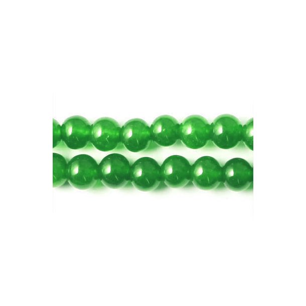 Jade-Perle, ganzer Strang, grasgrn, rund, 8 mm, ca. 50 Stk.