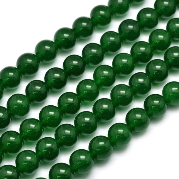 Jade-Perle, gefärbt, tief-dunkelgrün, rund, 8 mm, 6 Stk.