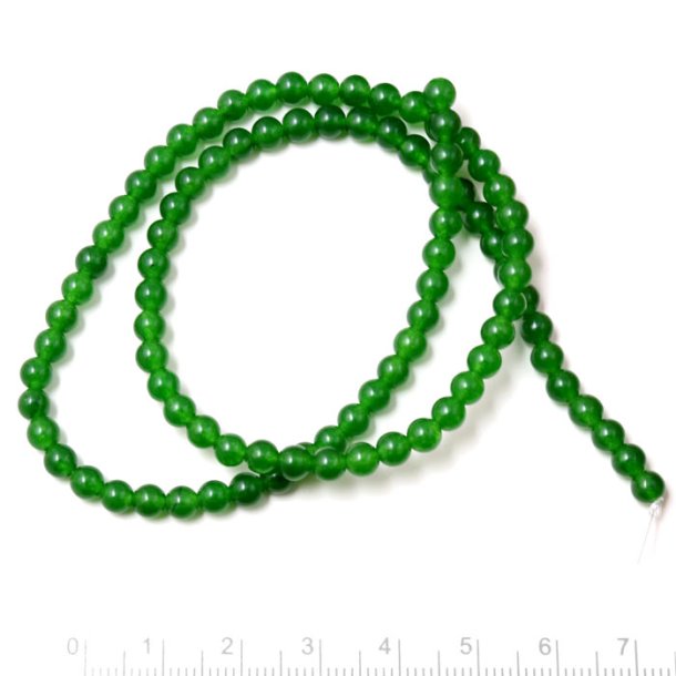 jade bead, entire strand of beads, dyed, deep-green, round, 4mm, 94pcs.