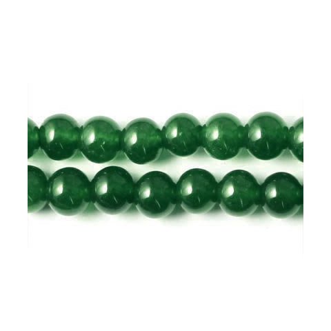 Jade-Perle, gefärbt,  tief dunkelgrün, rund, 10 mm, 6 Stk.