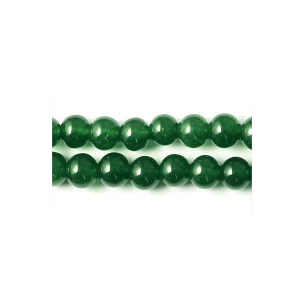 Jade-Perle, gefärbt,  tief dunkelgrün, rund, 10 mm, 6 Stk.