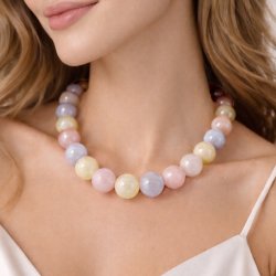 Candy Jade, hel streng, blandede pastelfarver, rund, 14 mm. ca. 27 stk