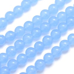 Jade bead, sky blue, round, 10mm, 6pcs.