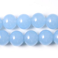 Jade-Perle, ganzer Strang, himmelblau, rund, 12 mm, 31 Stk.