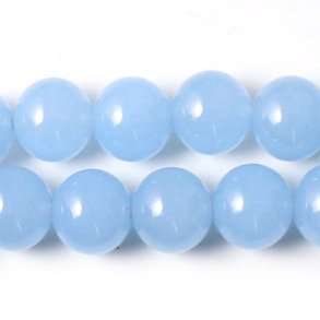 Jade-Perle, gef&auml;rbt, himmelblau, rund, 12 mm, 6 Stk