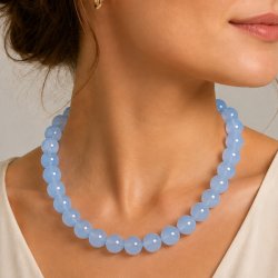 Jade-Perle, ganzer Strang, himmelblau, rund, 12 mm, 31 Stk.