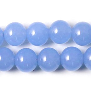 Jade-Perle, gef�rbt, himmelblau, rund, 12 mm, 6 Stk