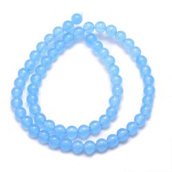 Jade-Perle, ganzer Strang, himmel blau, rund, 6 mm, 64 Stk.