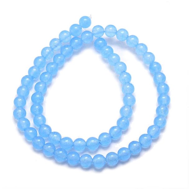 Jade bead, full strand, sky blue, round, 6mm, 64pcs.