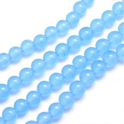 Jade-Perle, ganzer Strang, himmel blau, rund, 6 mm, 64 Stk.