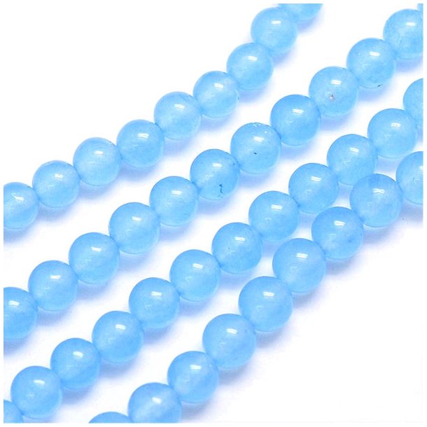Jade bead, sky blue, round, 6mm, 10pcs.