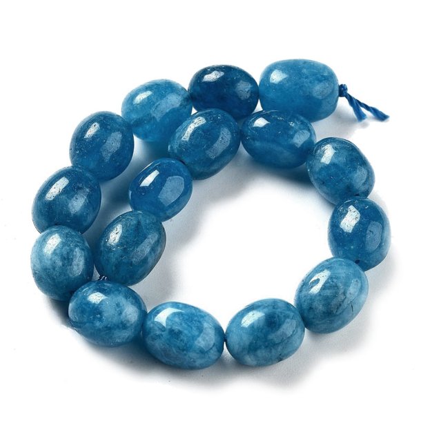 Jade, gef�rbt, halbe Kette, dunkelblau, Nuggets, 12,5x10 mm, 15 St�ck