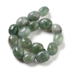 Jade, gef�rbt, halbe Kette, helles blaugr�n, Nuggets, 12,5x10 mm, 15 Stck