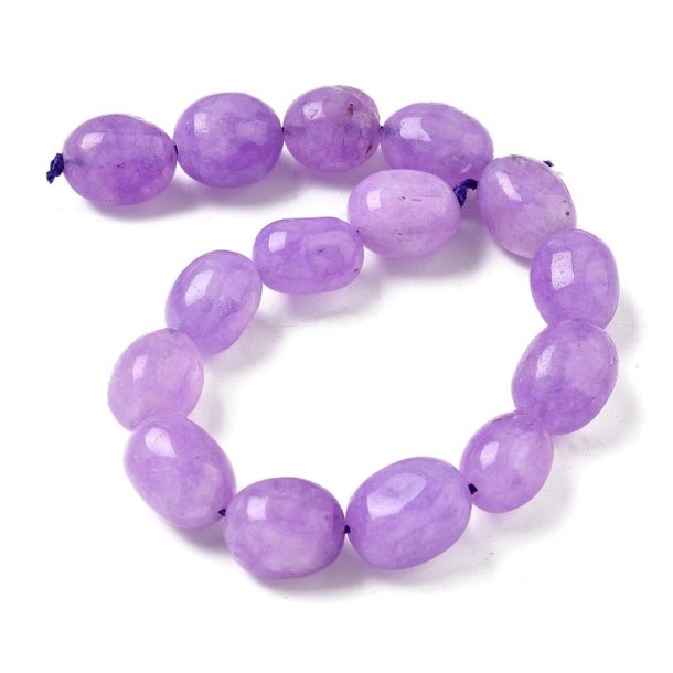 Jade, farvet, halv streng, lilla, nuggets, 12,5x10 mm, 15 stk.