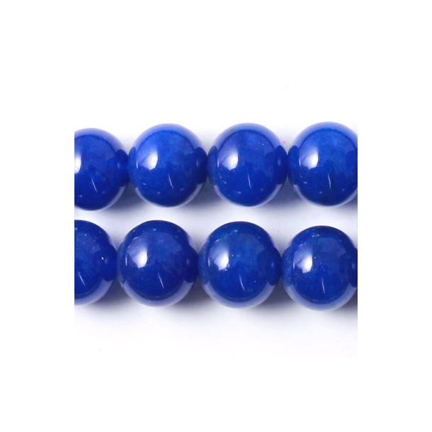 Jade bead, whole strand, dark/ultramarine blue, round, 12mm, 32pcs.